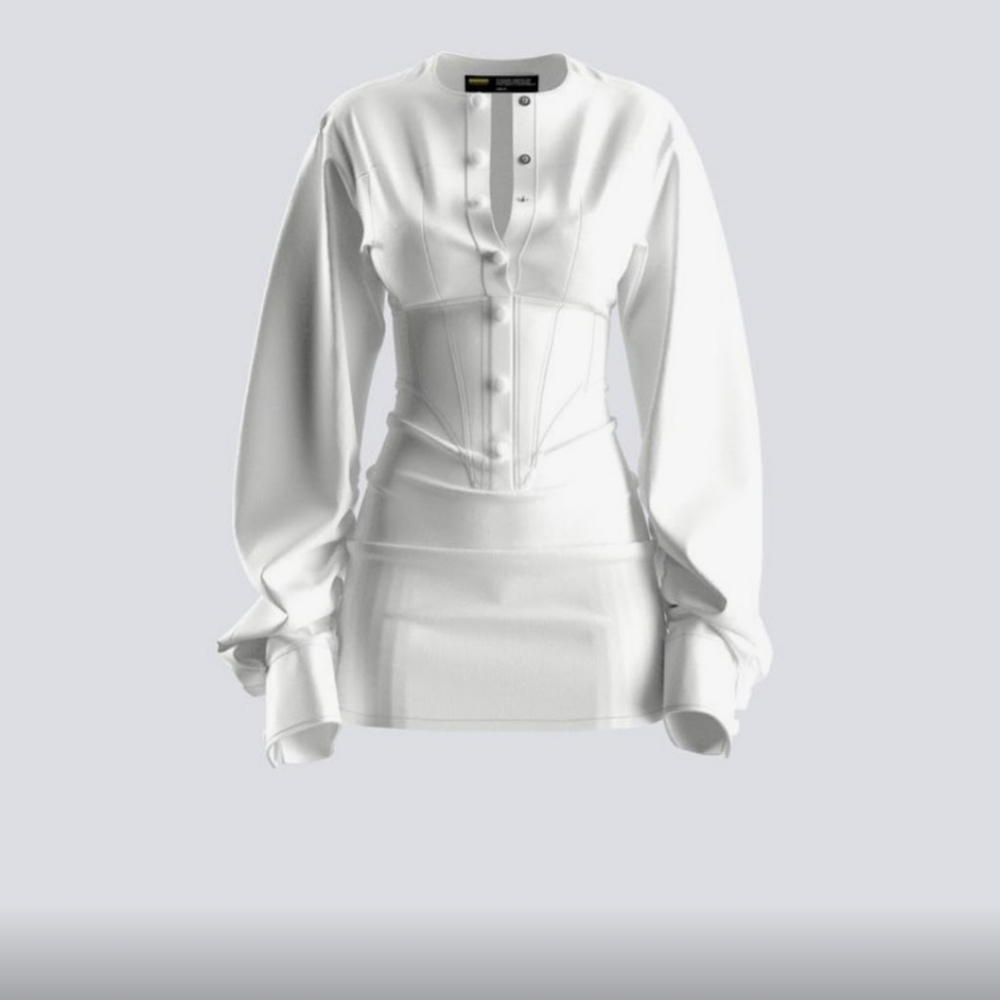 Finesse - Alice White Long Sleeve Cuffed Dress
